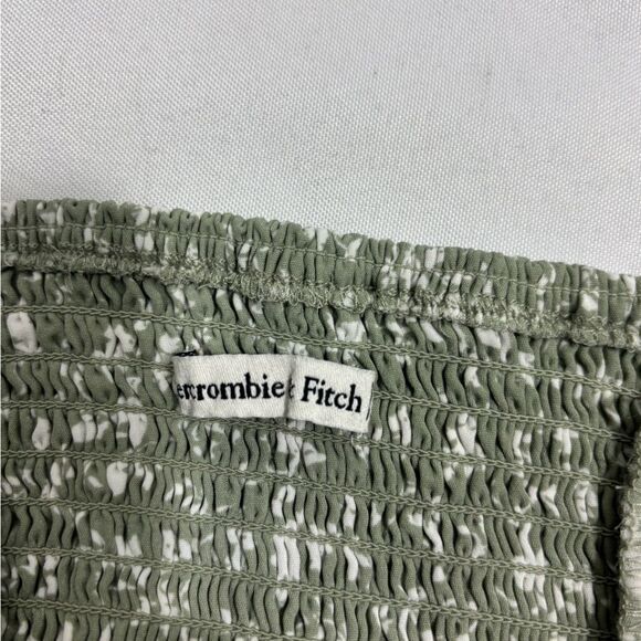 Abercrombie & Fitch Sage Green Floral Blouse Top Ruched Front Elastic Back - Picture 5 of 10